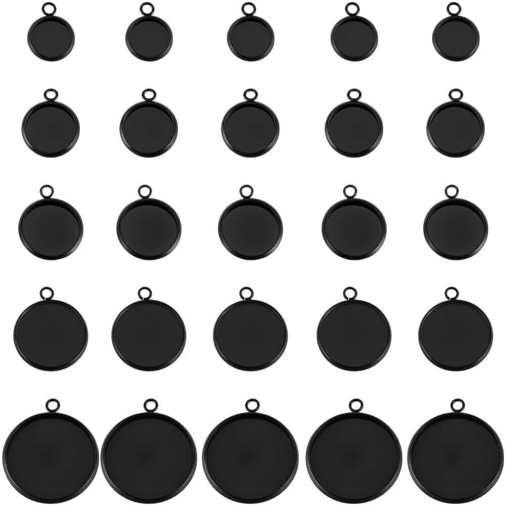 3536 1 Box 30Pcs 5 Sizes Bezel Pendant Blanks Cabochon Settings Trays